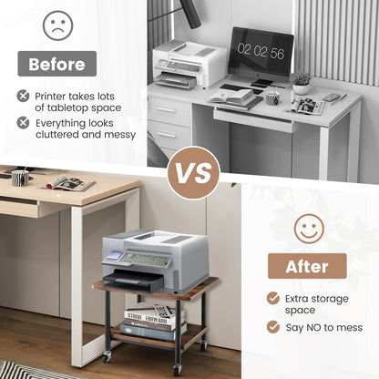 Under Desk Printer Stand with 360° Swivel Casters, Brown Laptop Tables & Printer Stands   at Gallery Canada