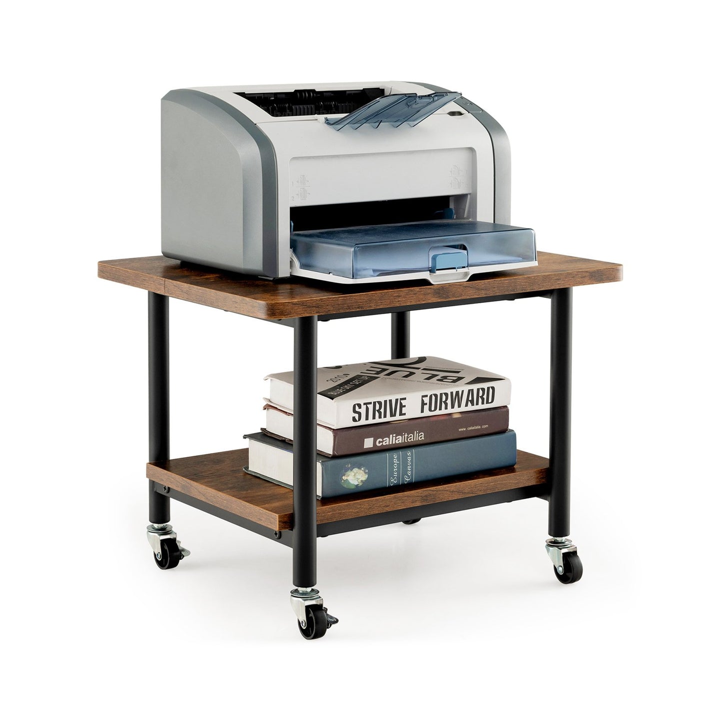 Under Desk Printer Stand with 360° Swivel Casters, Brown Laptop Tables & Printer Stands   at Gallery Canada