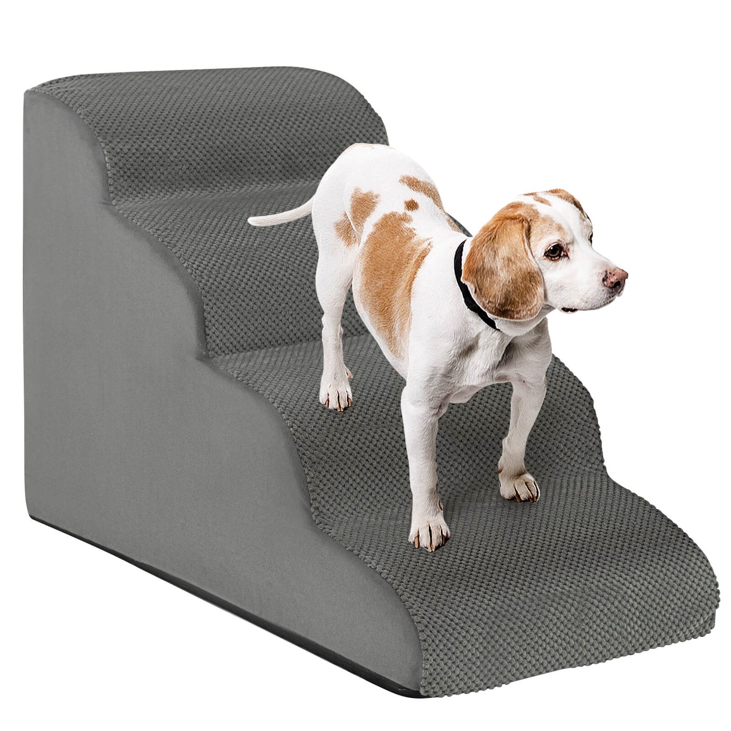 4-Tier Foam Non-Slip Dog Steps with Washable Zippered Cover, Gray Dog Supplies   at Gallery Canada