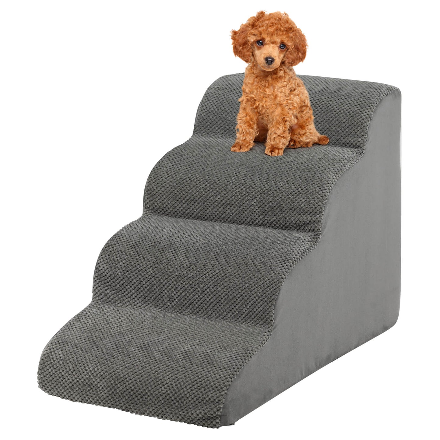 4-Tier Foam Non-Slip Dog Steps with Washable Zippered Cover, Gray Dog Supplies   at Gallery Canada