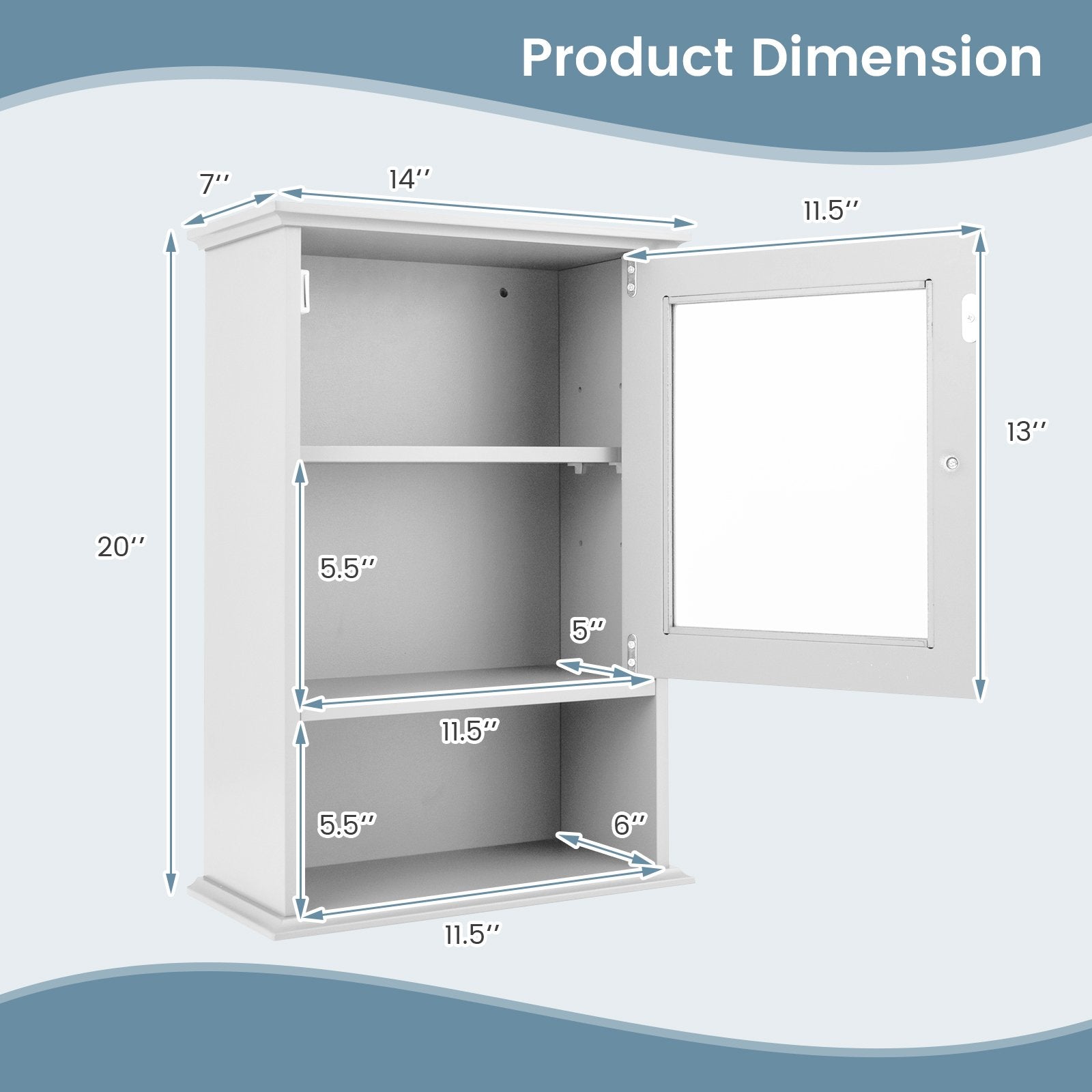 Bathroom Wall Mounted Adjustable Hanging Storage Medicine Cabinet, White Wall Cabinets   at Gallery Canada