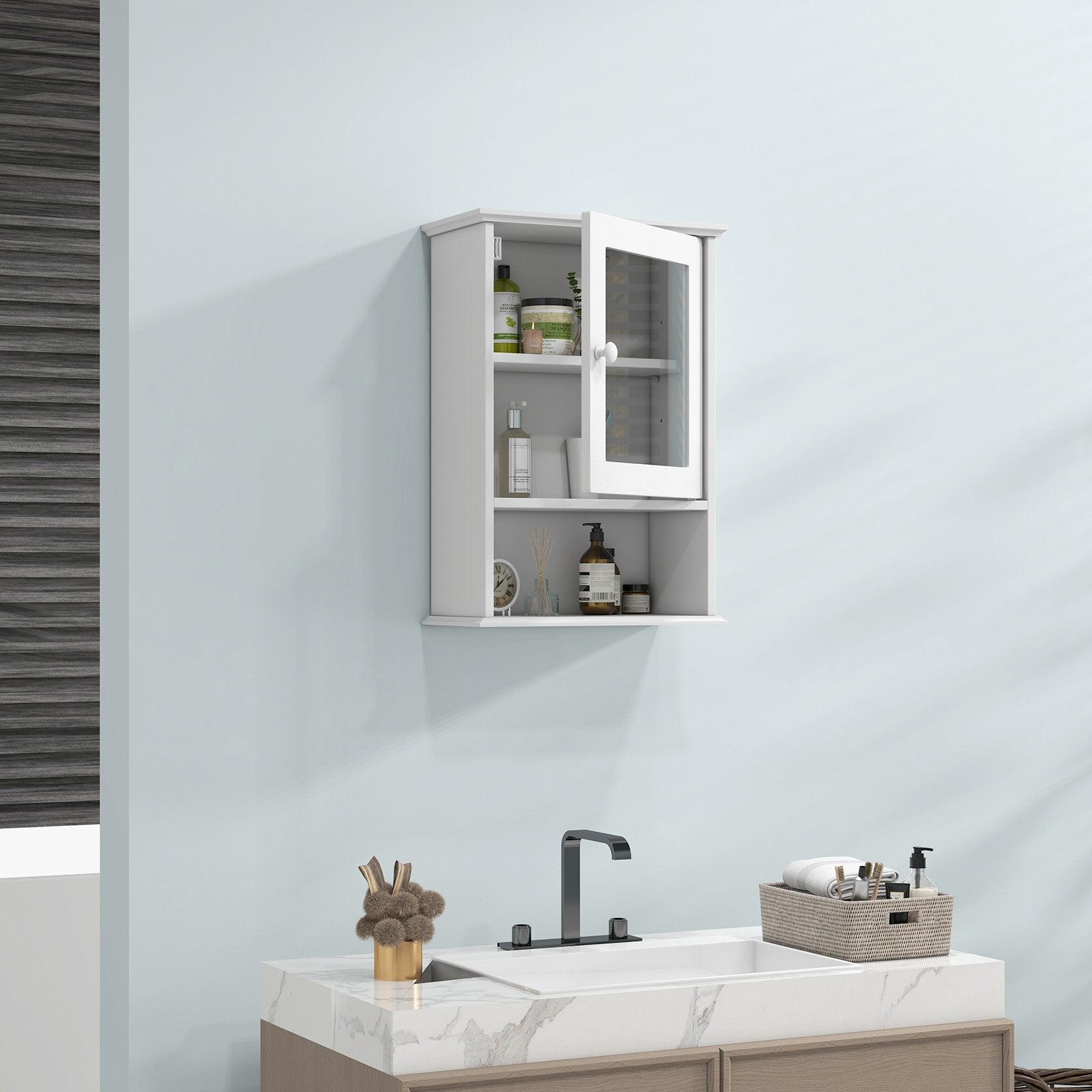 Bathroom Wall Mounted Adjustable Hanging Storage Medicine Cabinet, White Wall Cabinets   at Gallery Canada