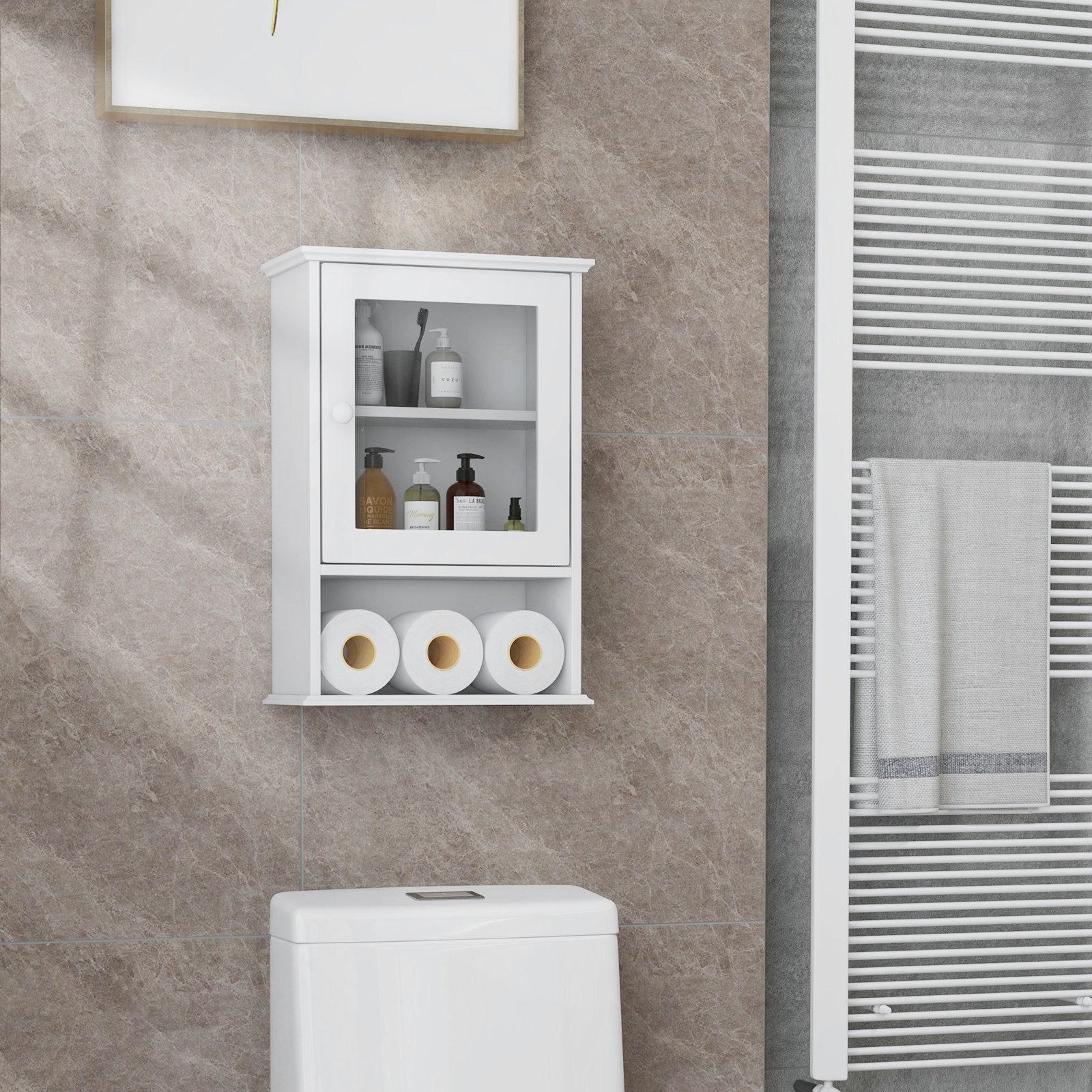 Bathroom Wall Mounted Adjustable Hanging Storage Medicine Cabinet, White Wall Cabinets   at Gallery Canada