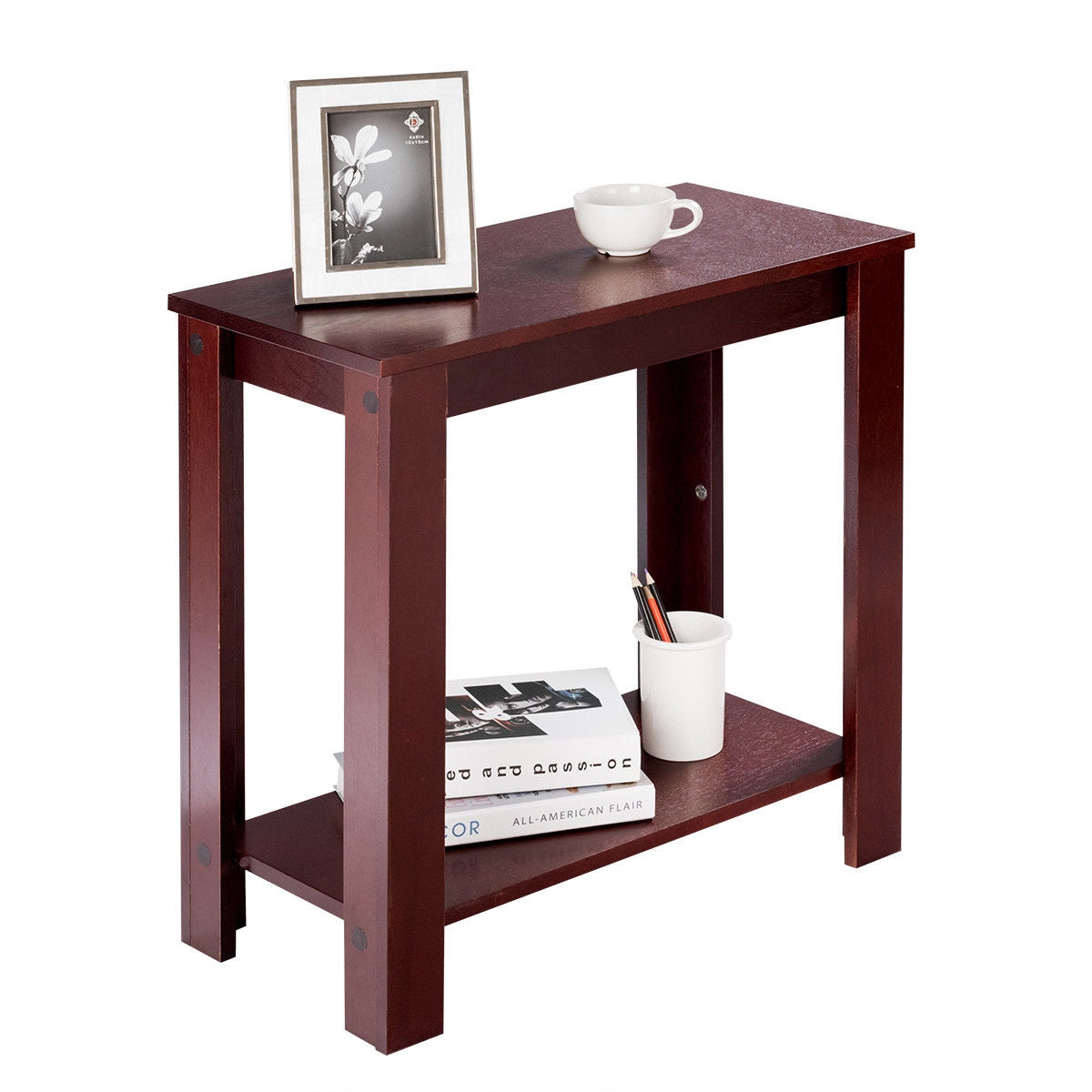 2-Tier Modern Compact End Table with Storage Shelf, Espresso End & Side Tables Espresso  at Gallery Canada