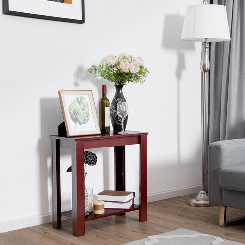 2-Tier Modern Compact End Table with Storage Shelf, Espresso