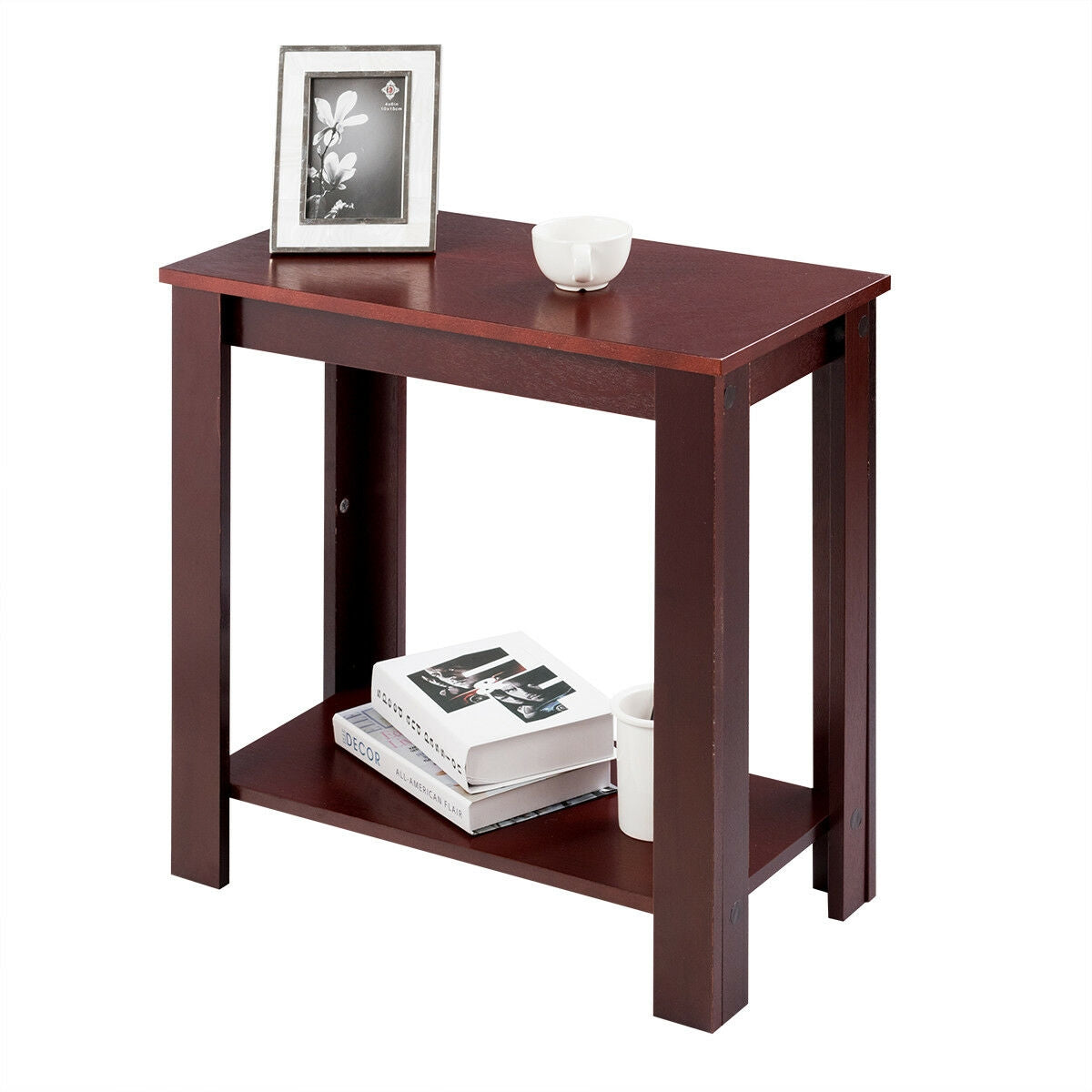 2-Tier Modern Compact End Table with Storage Shelf, Espresso End & Side Tables   at Gallery Canada