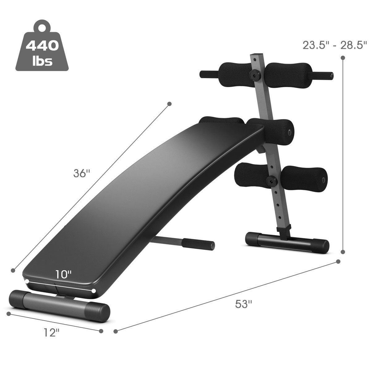 Adjustable Arc-Shaped Decline Sit up Bench, Black Benches Racks & Bars   at Gallery Canada