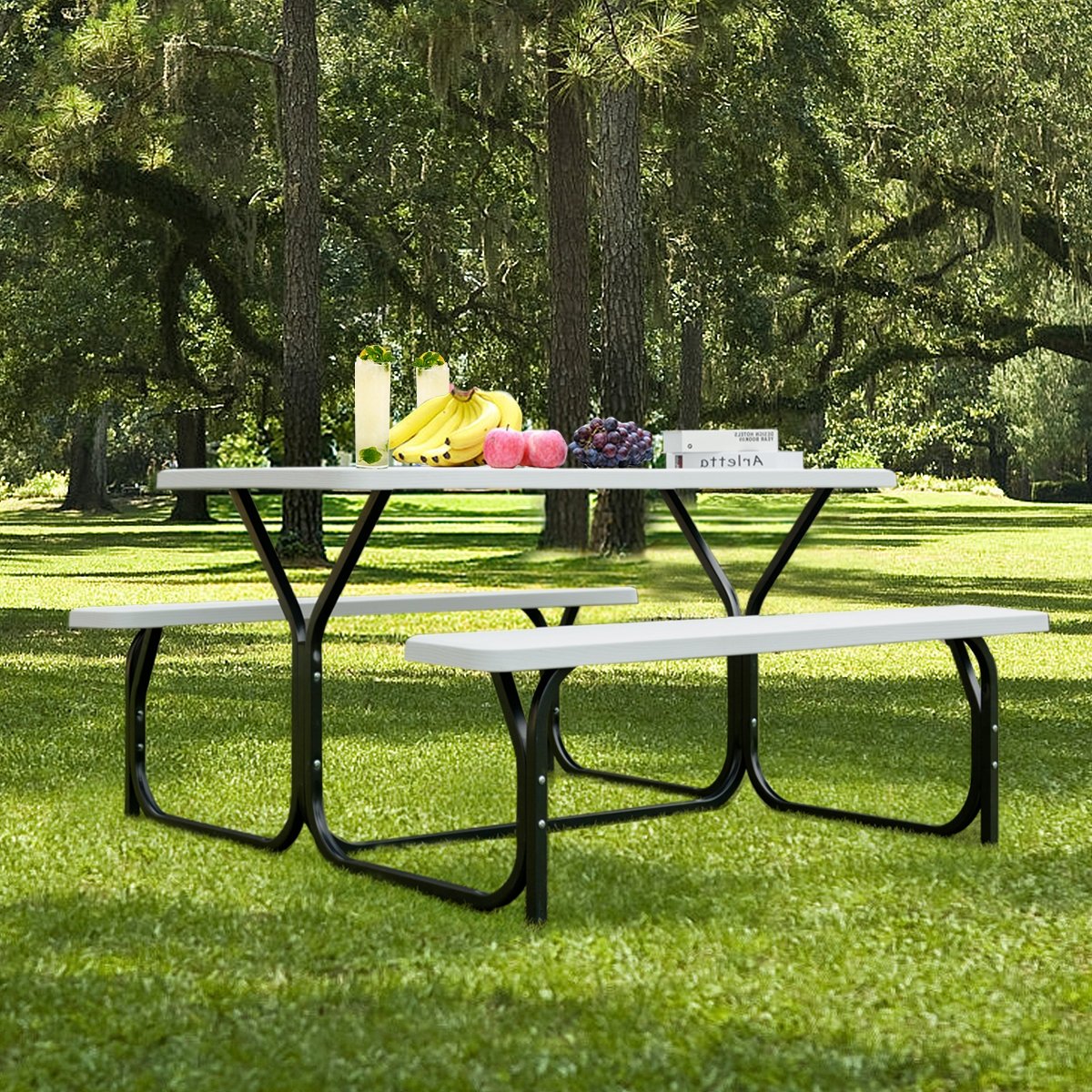 Picnic Table Bench Set for Outdoor Camping , White Picnic Tables   at Gallery Canada