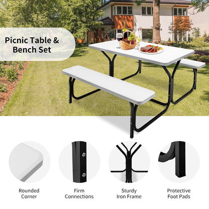 Picnic Table Bench Set for Outdoor Camping , White Picnic Tables   at Gallery Canada