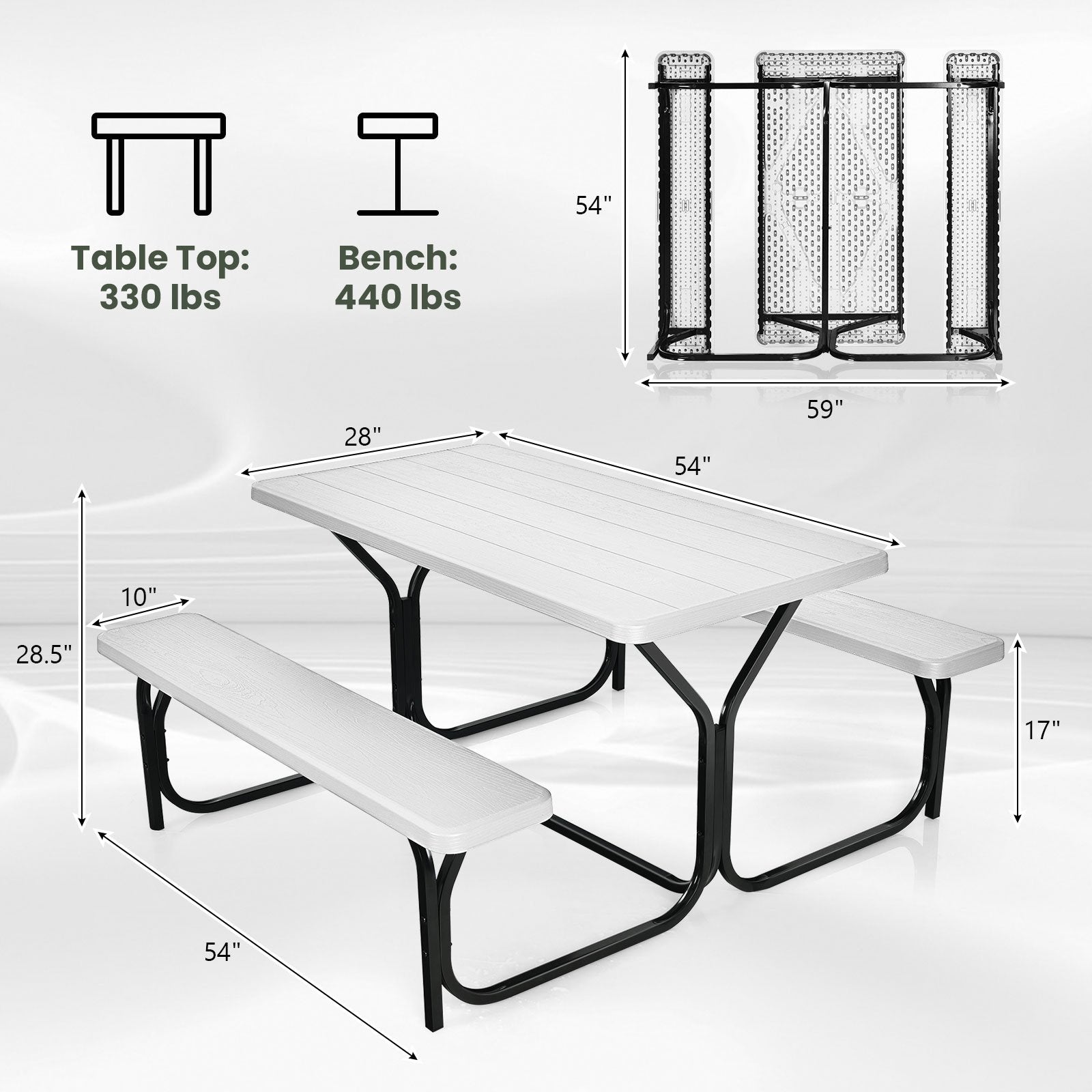 Picnic Table Bench Set for Outdoor Camping , White Picnic Tables   at Gallery Canada