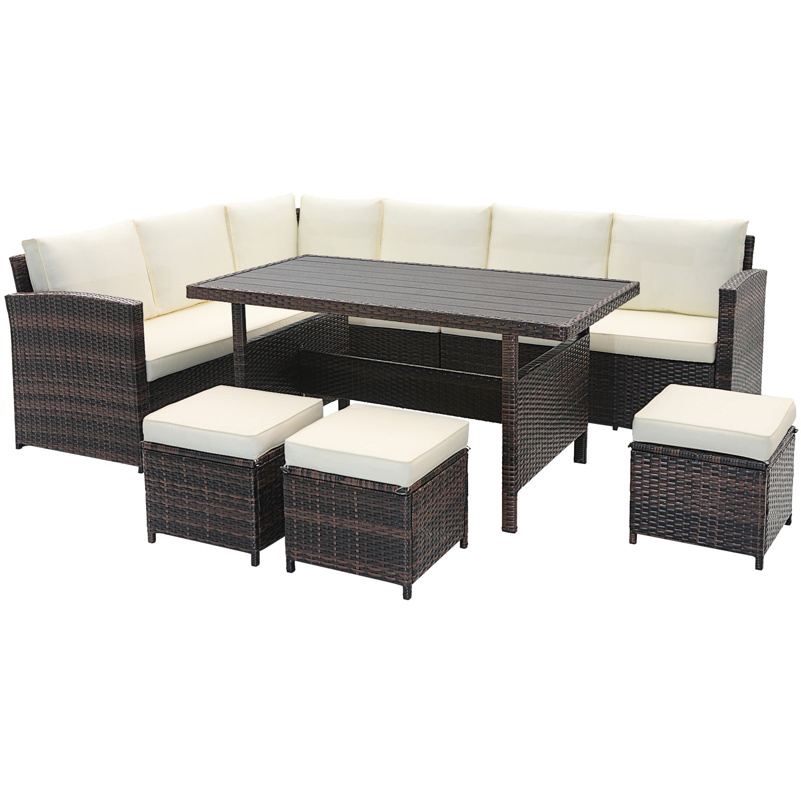 7 Pieces Wicker Patio Furniture Set, White Patio Furniture Sets   at Gallery Canada