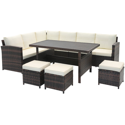 7 Pieces Wicker Patio Furniture Set, White Patio Furniture Sets   at Gallery Canada