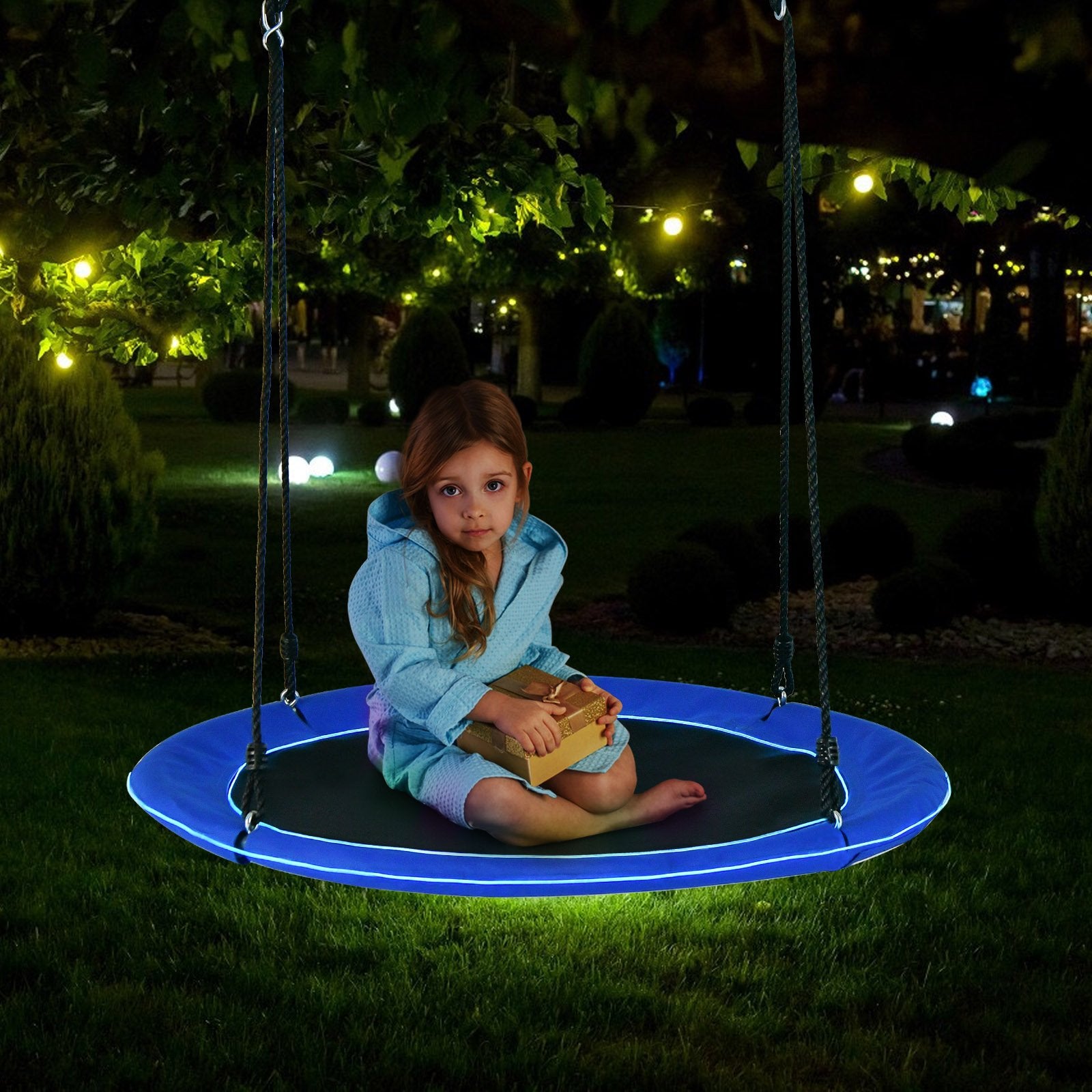 40 Inches Saucer Tree Swing for Kids and Adults, Navy Swing & Playsets   at Gallery Canada