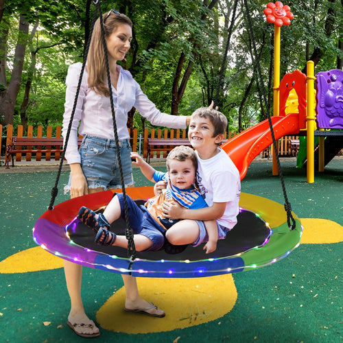 40 Inches Saucer Tree Swing for Kids and Adults, Multicolor