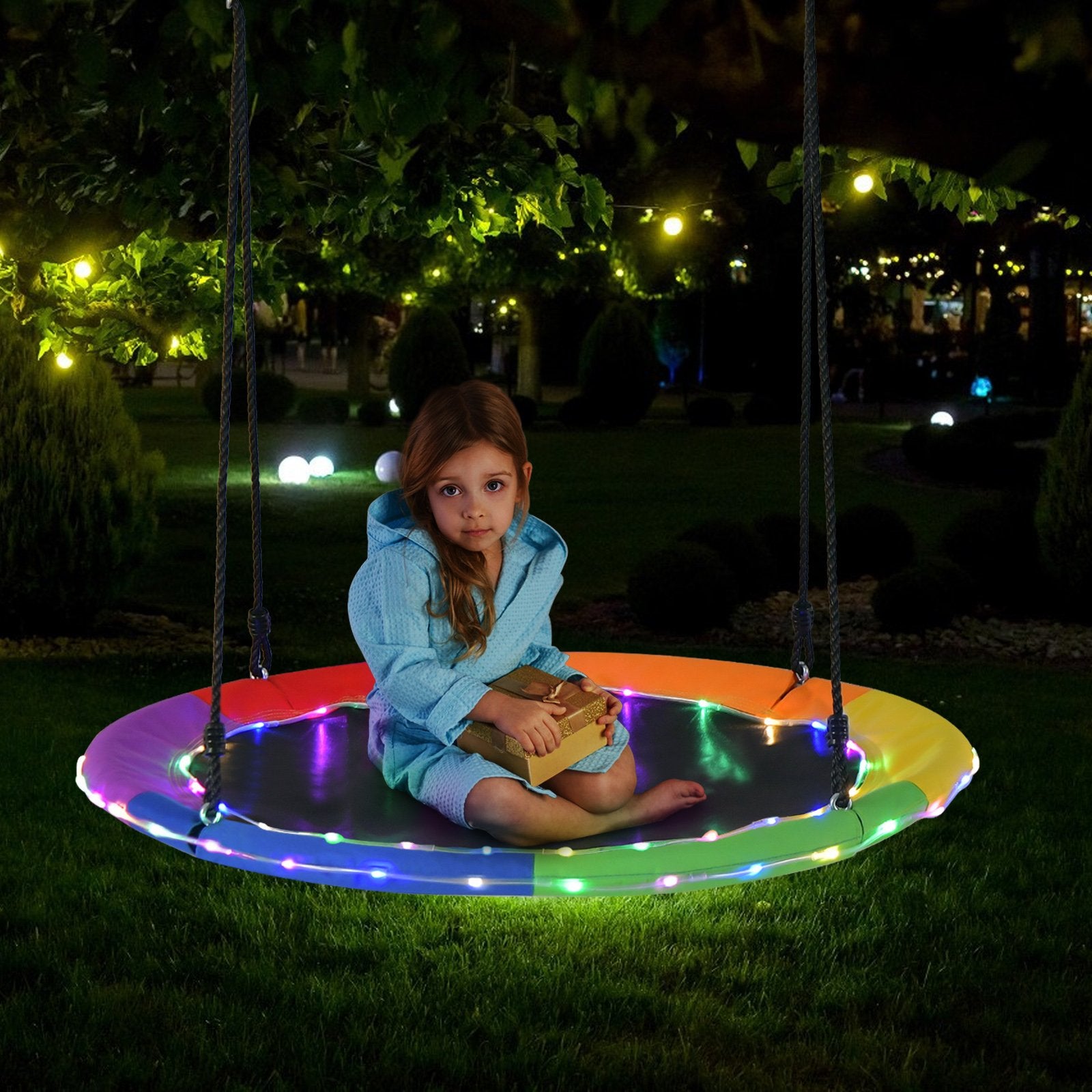 40 Inches Saucer Tree Swing for Kids and Adults, Multicolor Swing & Playsets   at Gallery Canada