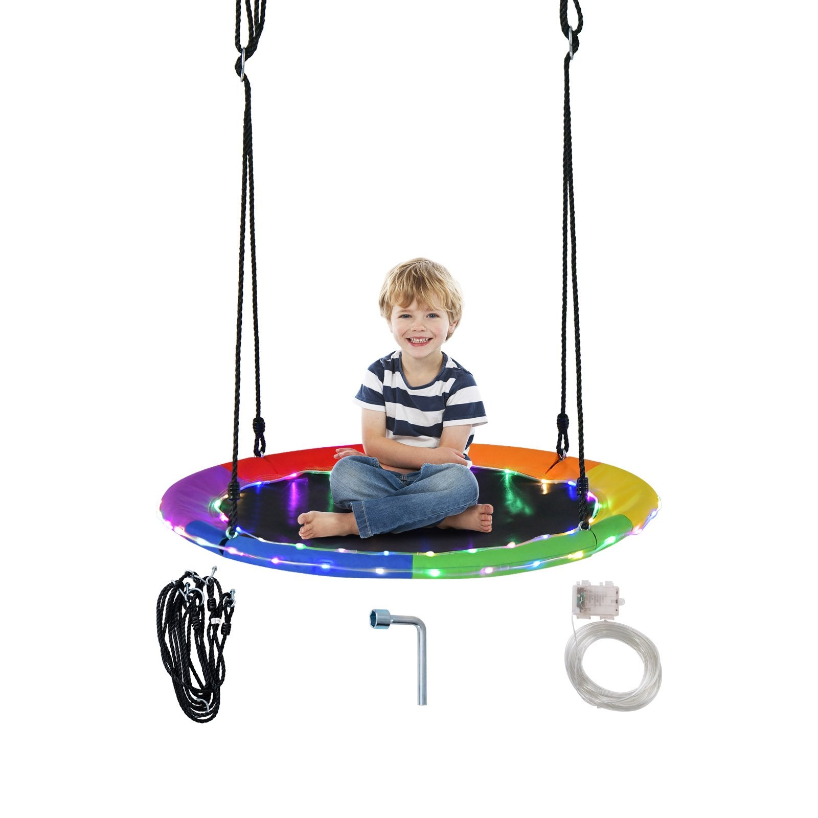 40 Inches Saucer Tree Swing for Kids and Adults, Multicolor Swing & Playsets   at Gallery Canada