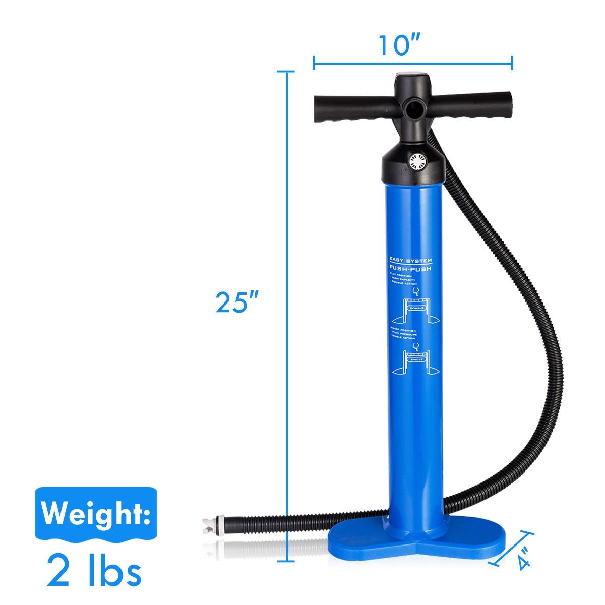 Double Action Manual inflation SUP Hand Pump with Gauge, Blue Outdoor Play   at Gallery Canada