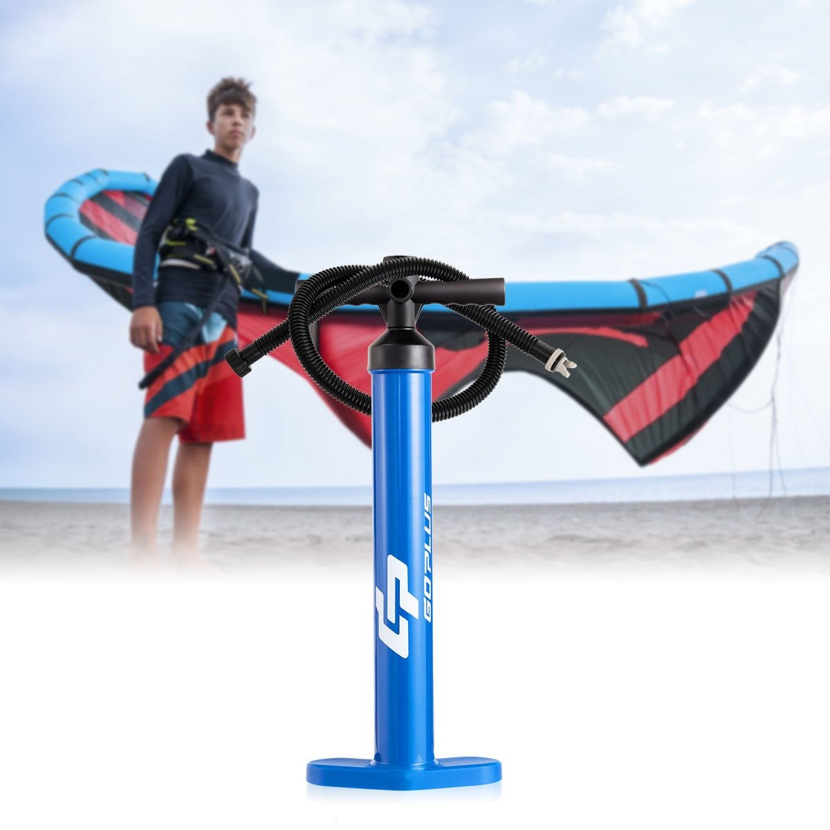 Double Action Manual inflation SUP Hand Pump with Gauge, Blue Outdoor Play   at Gallery Canada