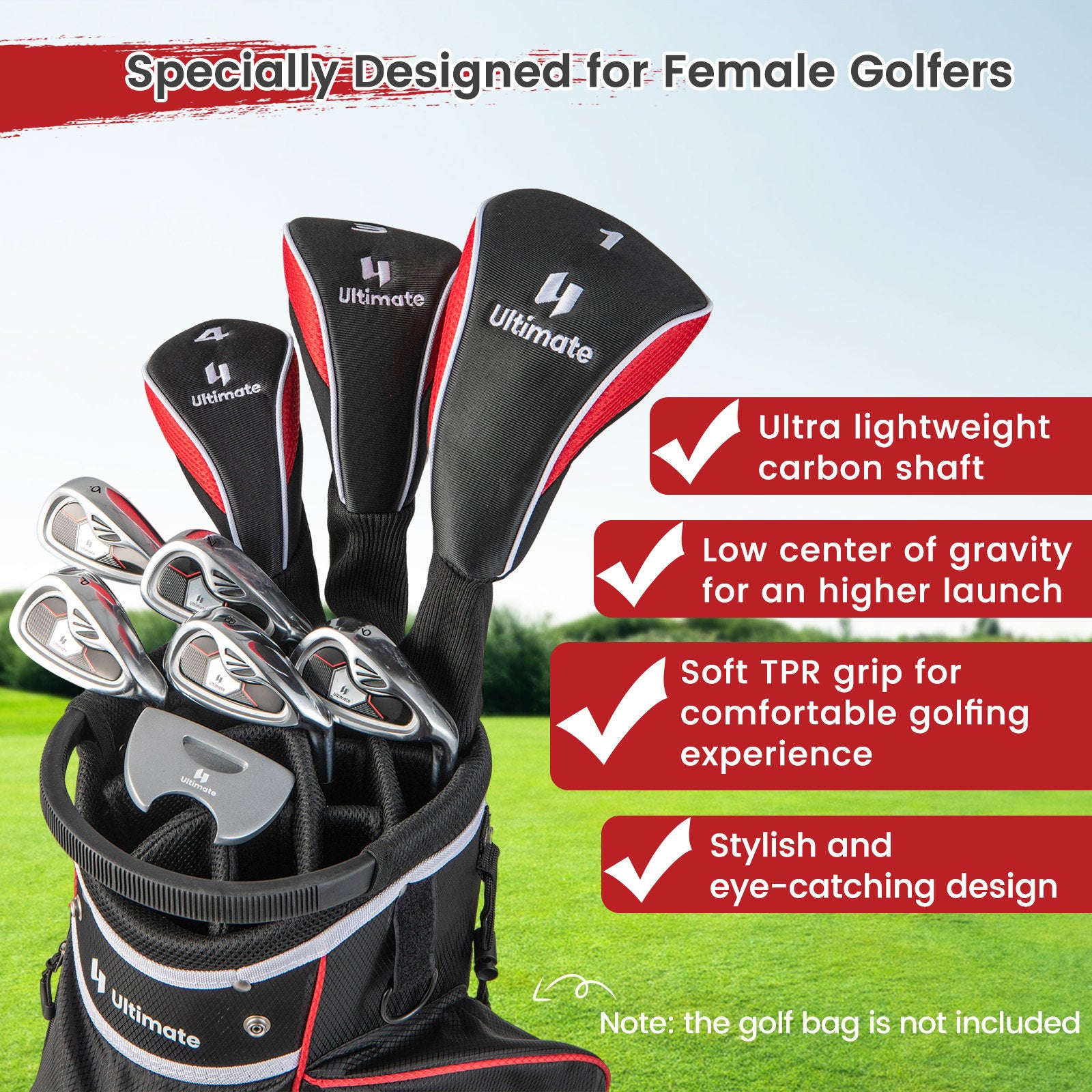 Women's 9 Pieces Complete Golf Club Set, Red Golf   at Gallery Canada