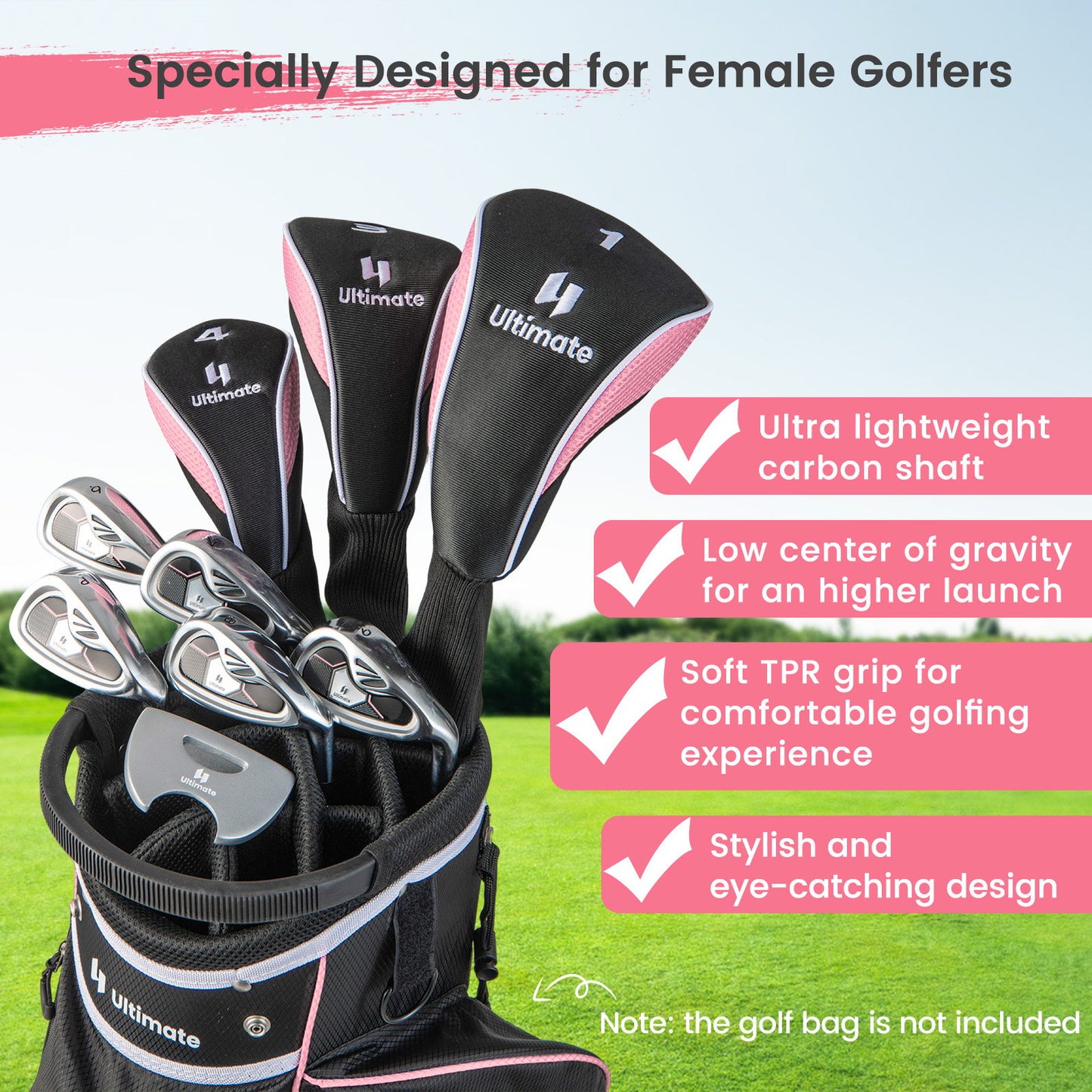 Women's 9 Pieces Complete Golf Club Set, Pink - Gallery Canada
