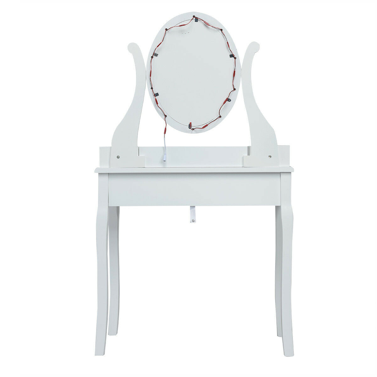 10 Dimmable Lights Vanity Table Set with Lighted Mirror and Cushioned Stool, White Makeup Vanities   at Gallery Canada