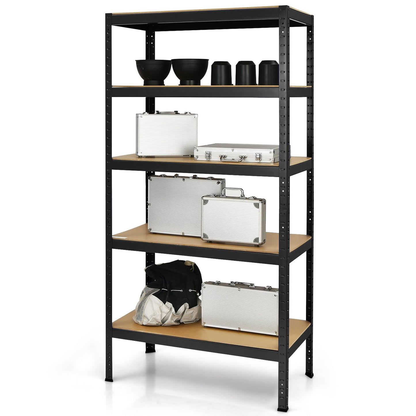 71 inch Heavy Duty Steel Adjustable 5 Level Storage Shelves, Black - Gallery Canada