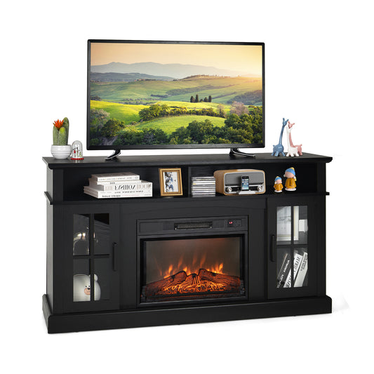 Fireplace TV Stand with 1400W Electric Fireplace, Black - Gallery Canada