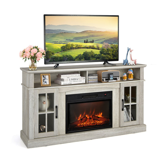 Fireplace TV Stand with 1400W Electric Fireplace, Gray - Gallery Canada