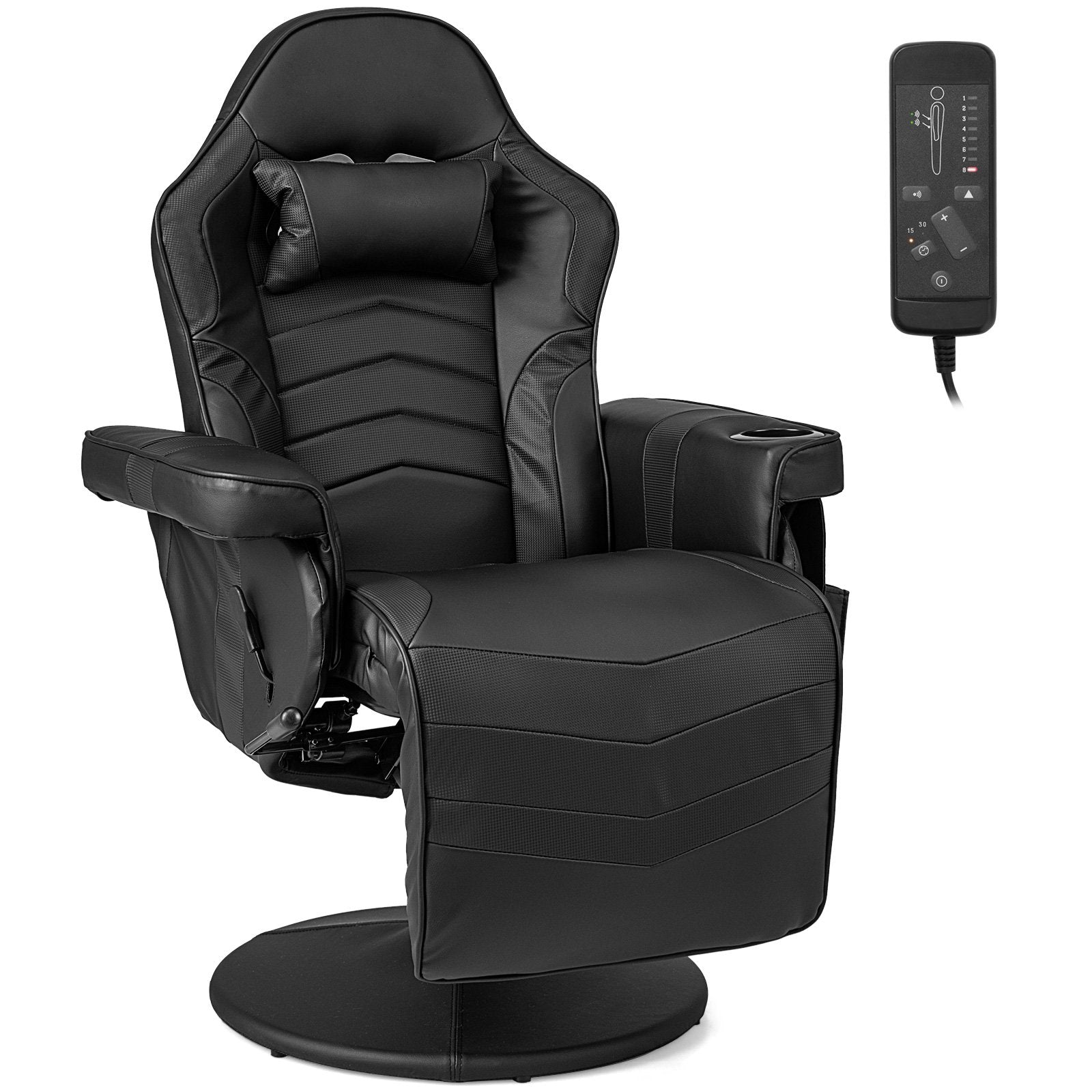 Massage Video Gaming Recliner Chair with Adjustable Height, Black Gaming Chairs   at Gallery Canada