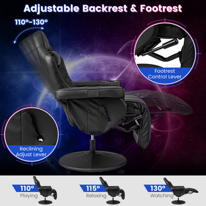 Massage Video Gaming Recliner Chair with Adjustable Height, Black Gaming Chairs   at Gallery Canada