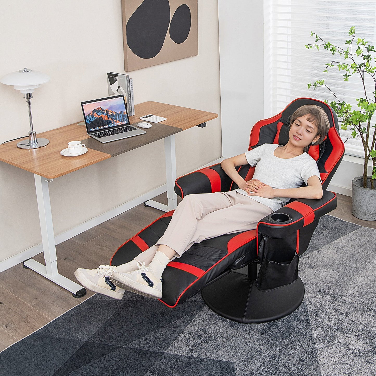 Massage Video Gaming Recliner Chair with Adjustable Height, Red Gaming Chairs   at Gallery Canada