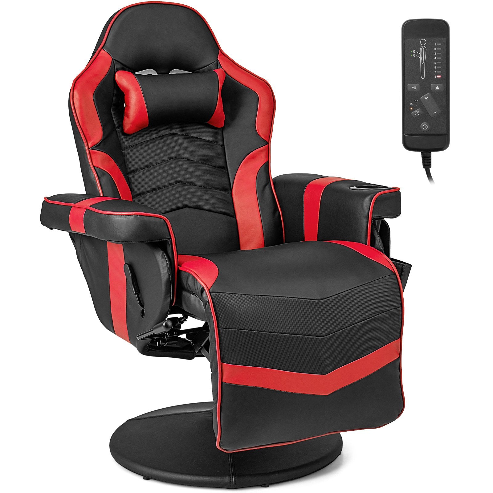 Massage Video Gaming Recliner Chair with Adjustable Height, Red Gaming Chairs   at Gallery Canada