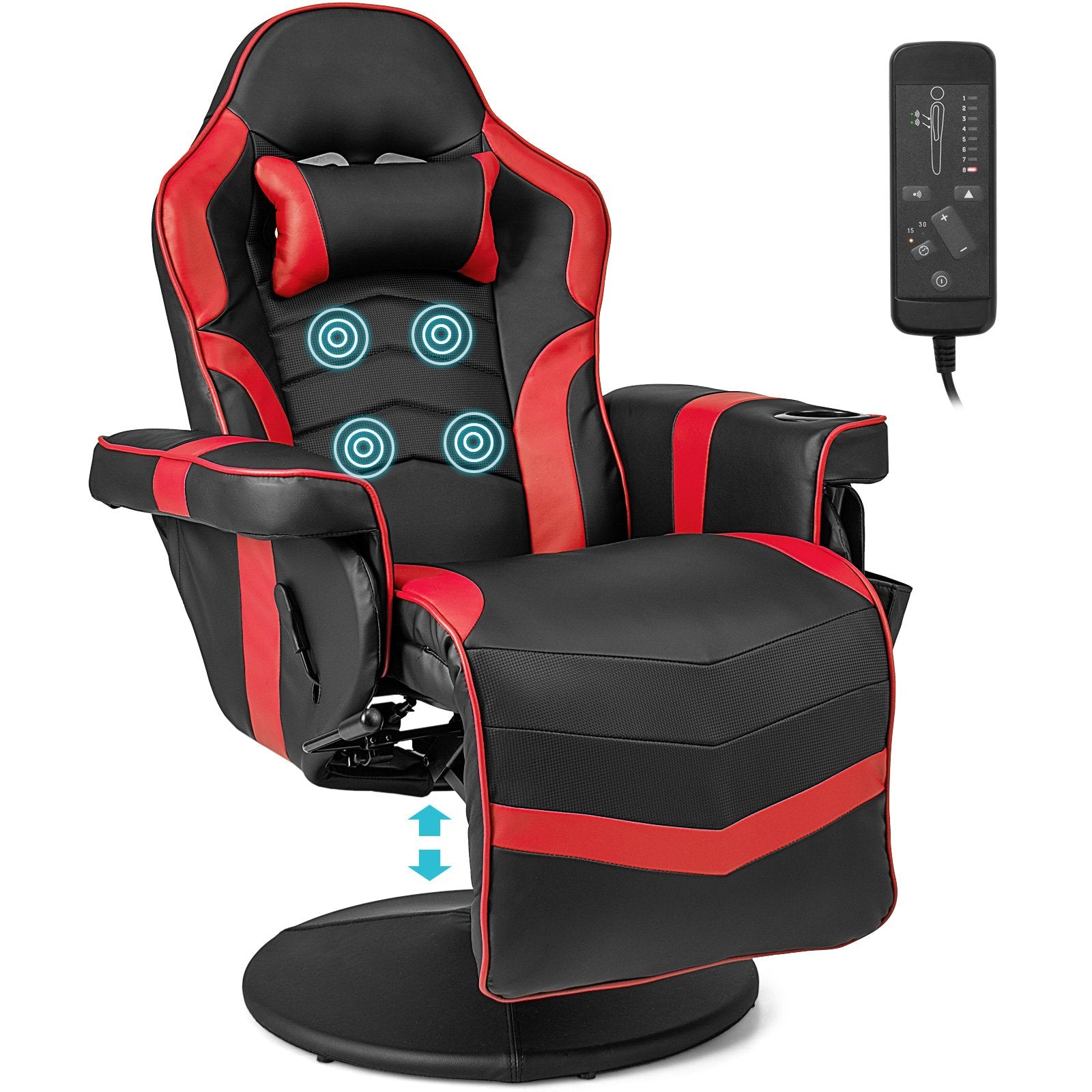 Massage Video Gaming Recliner Chair with Adjustable Height, Red Gaming Chairs   at Gallery Canada