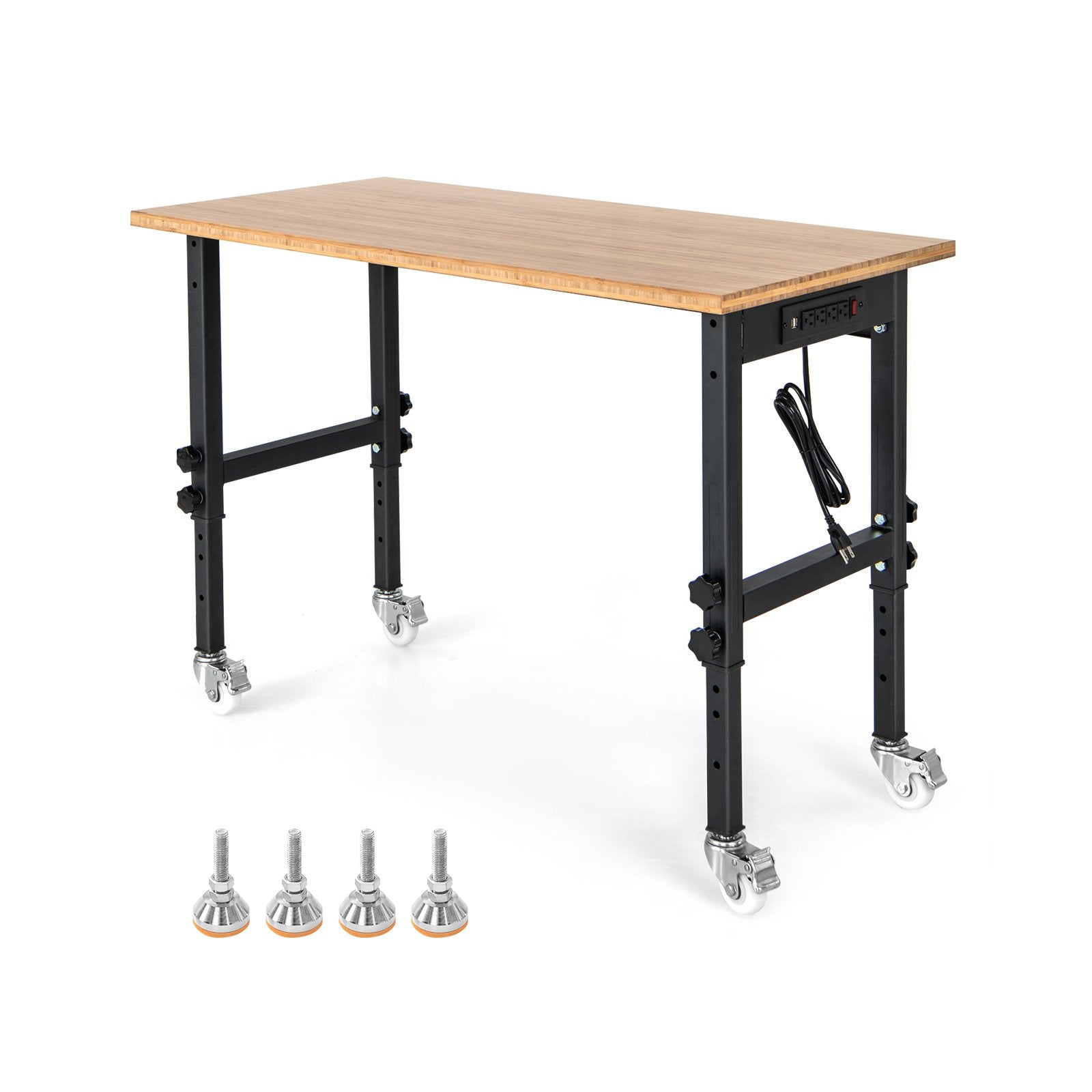 48"×24" Adjustable Height Mobile Workbench with Caster, Natural Sewing Tables   at Gallery Canada