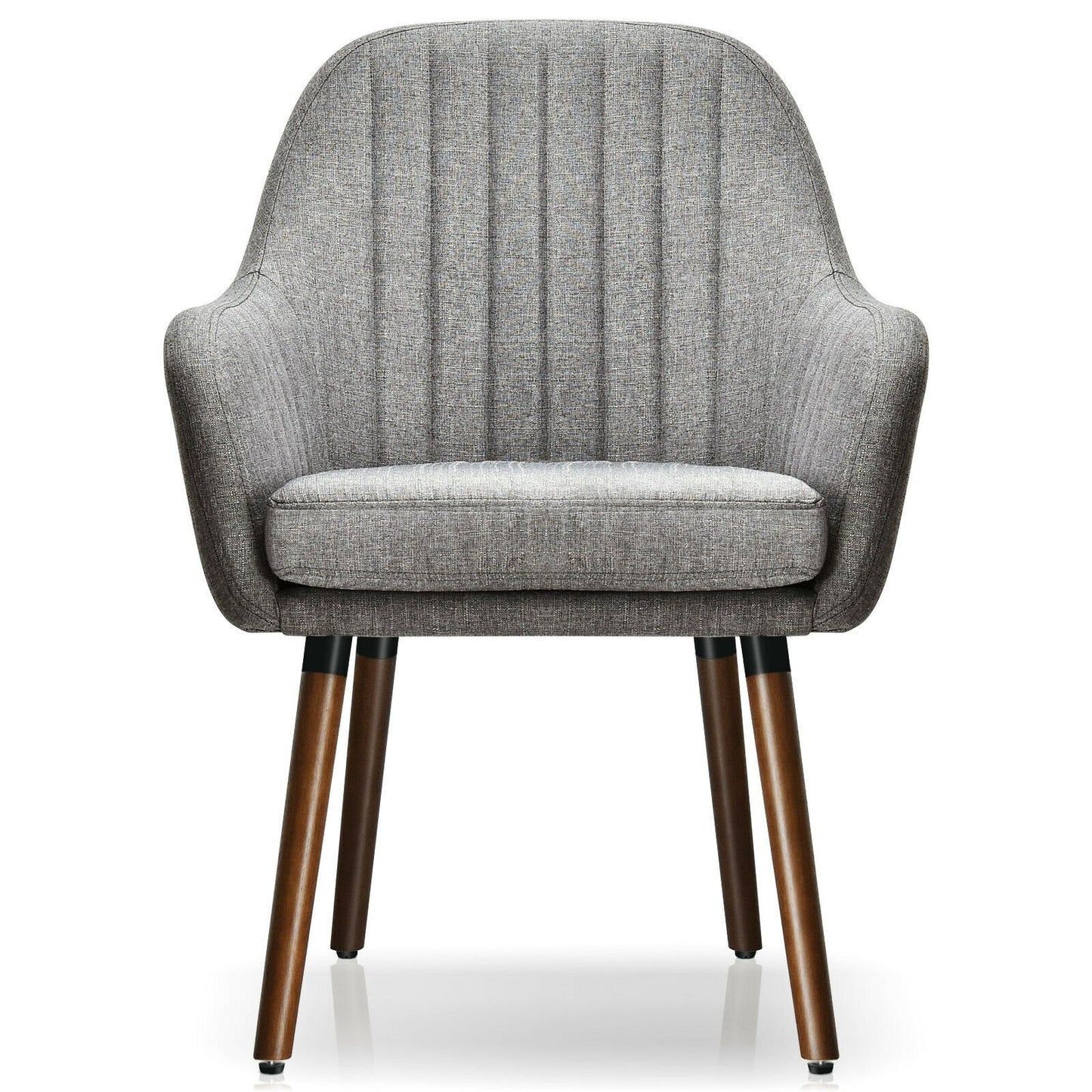 Set of 2 Fabric Upholstered Accent Chairs with Wooden Legs, Gray Accent Chairs   at Gallery Canada