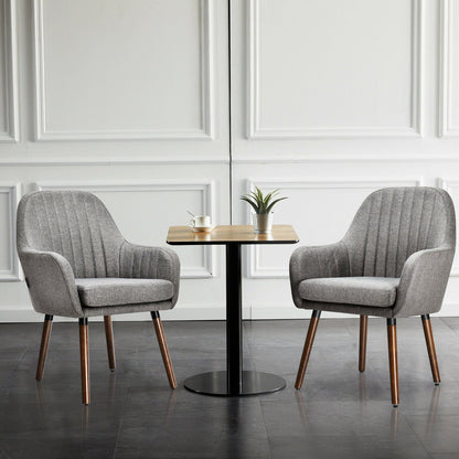 Set of 2 Fabric Upholstered Accent Chairs with Wooden Legs, Gray Accent Chairs   at Gallery Canada