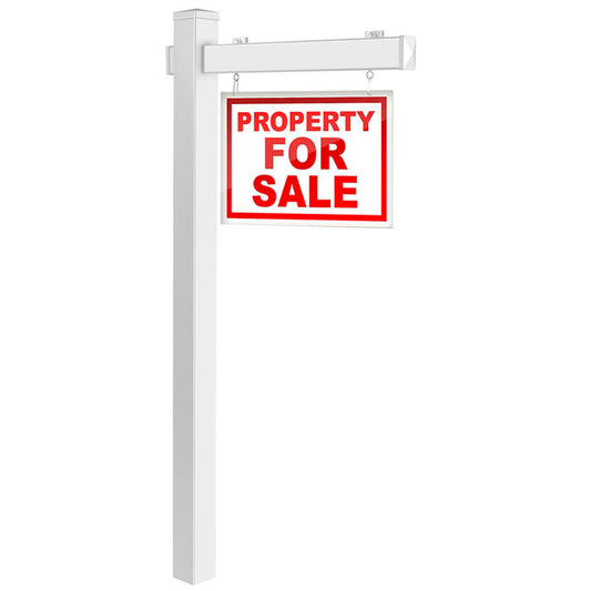 6 Feet Vinyl UPVC Real Estate Sign Post Realtor Yard Sign Post, White - Gallery Canada