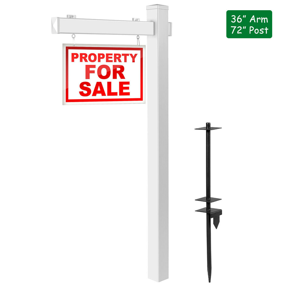 6 Feet Vinyl UPVC Real Estate Sign Post Realtor Yard Sign Post, White Outdoor Decor   at Gallery Canada