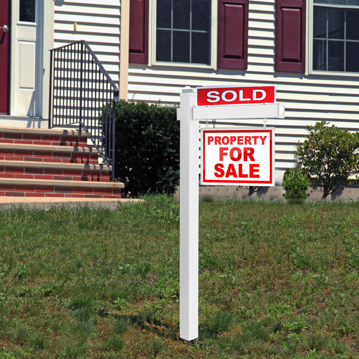 6 Feet Vinyl UPVC Real Estate Sign Post Realtor Yard Sign Post, White Outdoor Decor   at Gallery Canada