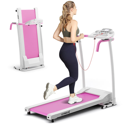 Folding Treadmill with 12 Preset Programs and LCD Display, White - Gallery Canada