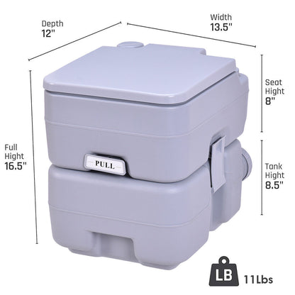 5.3 Gallon Portable Toilet with Waste Tank and Built-in Rotating Spout, Gray - Gallery Canada