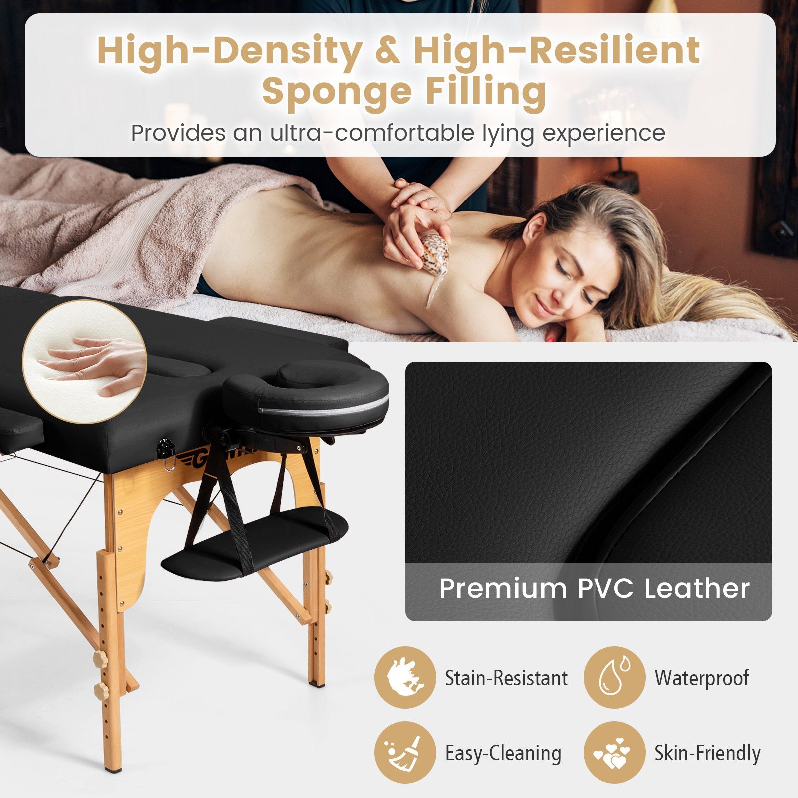 Portable Adjustable Facial Spa Bed  with Carry Case, Black Spa & Salon   at Gallery Canada