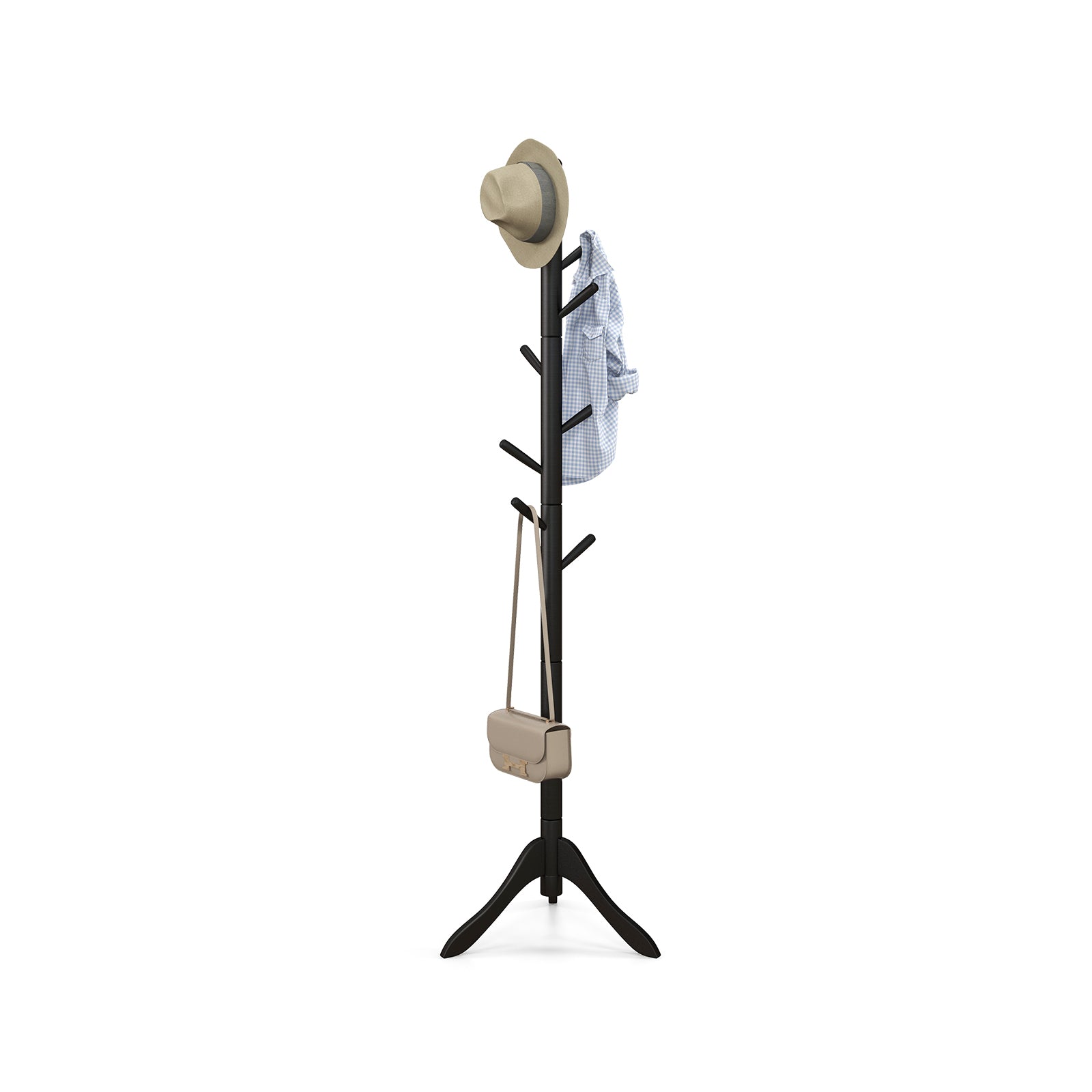 Adjustable Wooden Tree Coat Rack with 8 Hooks, Black Coat Racks & Hall Trees at Gallery Canada