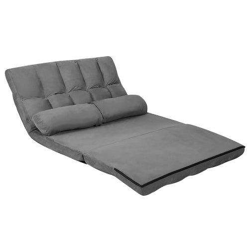 Foldable Floor 6-Position Adjustable Lounge Couch, Gray