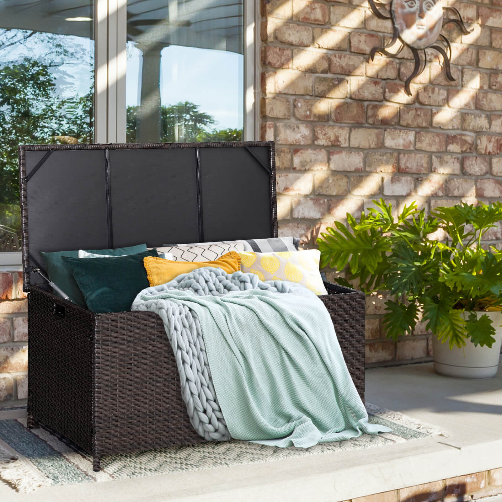 Outdoor Wicker Storage Box with Zippered Liner-50 Gallon, Brown Sheds & Outdoor Storage   at Gallery Canada