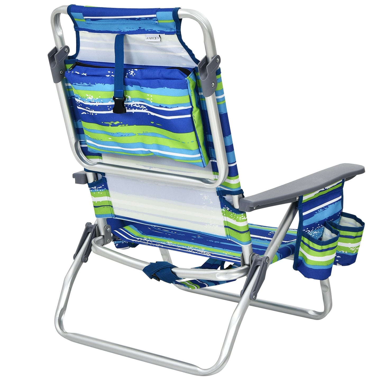 2-Pack Folding Backpack Beach Chair 5-Position Outdoor Reclining Chairs with Pillow, Blue - Gallery Canada