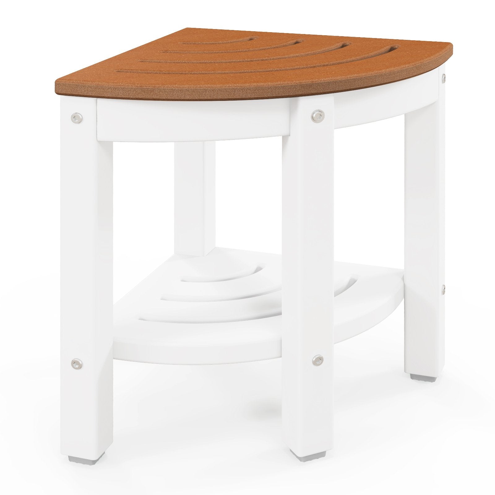 Heavy Duty Corner Shower Bench Stool with Storage Shelf, Brown Bath Safety Brown at Gallery Canada