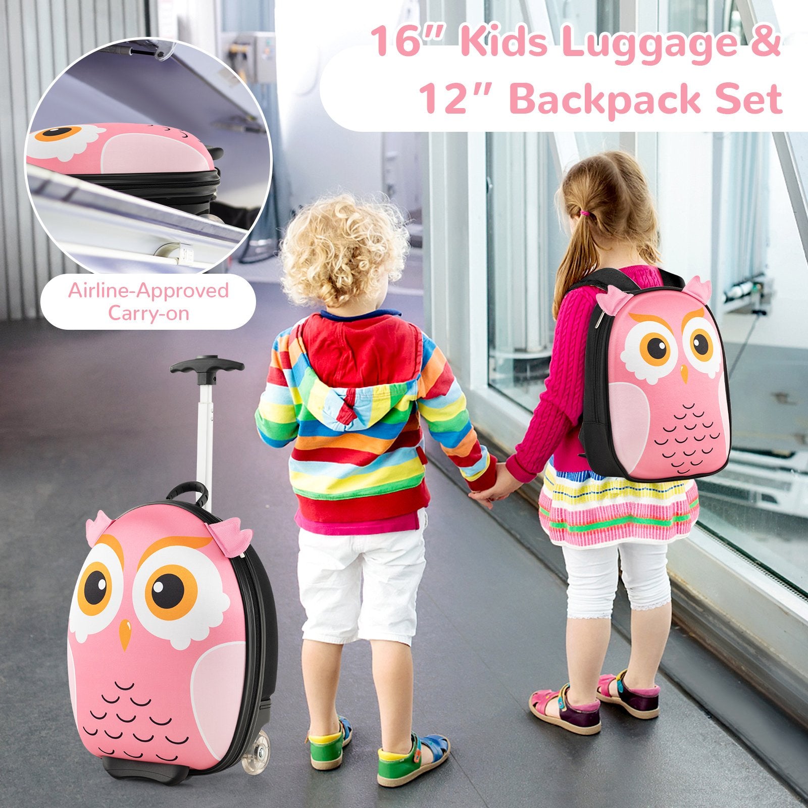 Lightweight and Portable Rolling Suitcase for Children, Pink Kids Luggage   at Gallery Canada