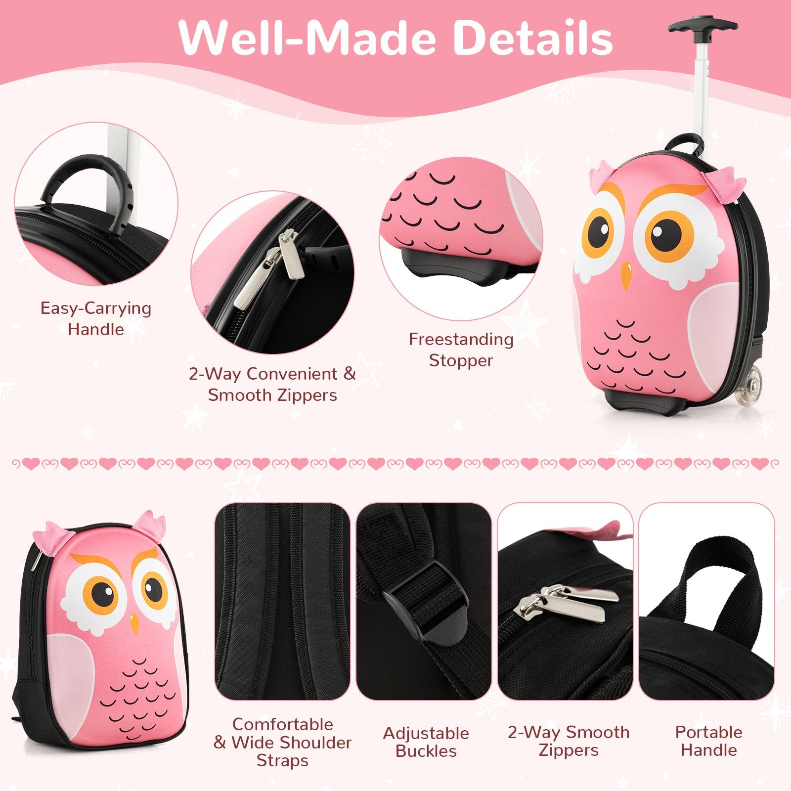 Lightweight and Portable Rolling Suitcase for Children, Pink Kids Luggage   at Gallery Canada