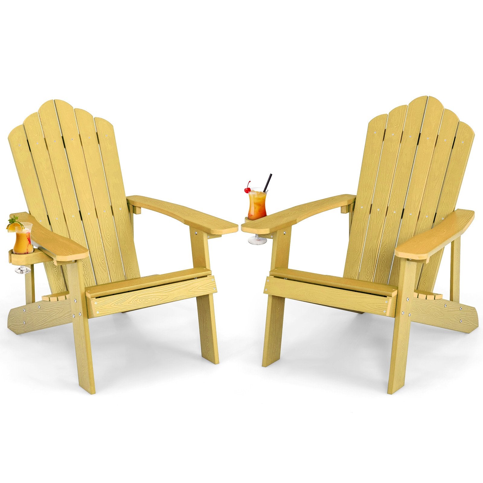 Weather Resistant HIPS Outdoor Adirondack Chair with Cup Holder, Yellow Adirondack Chairs   at Gallery Canada